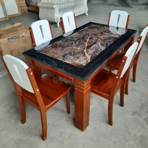 Bộ bàn ăn mặt đá chữ nhật GR041